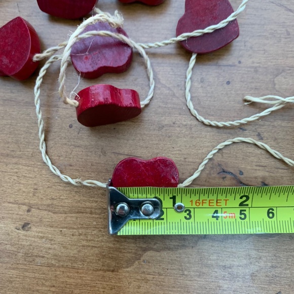 Valentine's Day Wooden Heart Garland Decoration ~2 Strands Decor Red Wood Rustic - Picture 5 of 5